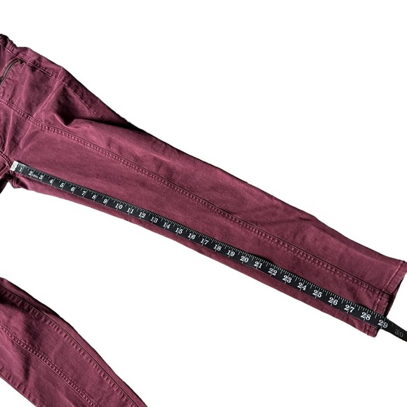 American Eagle Hi-Rise Jegging Women's Size 6 Maroon Moto Ankle Zip Red Stretch - Picture 8 of 16